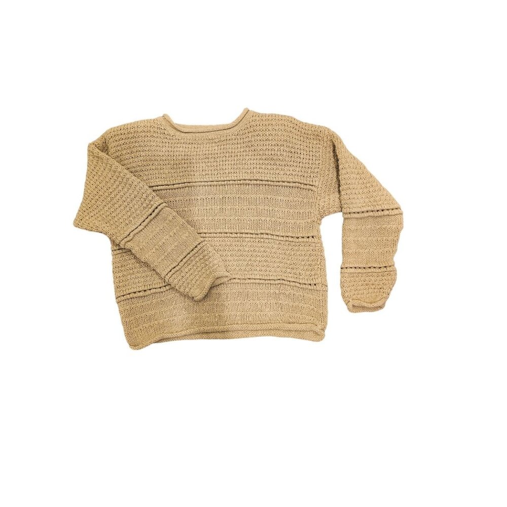 Vintage Nuggets Beige Knit Sweater Sz L Ramie & Cotton Blend GrandmaCore Neutral